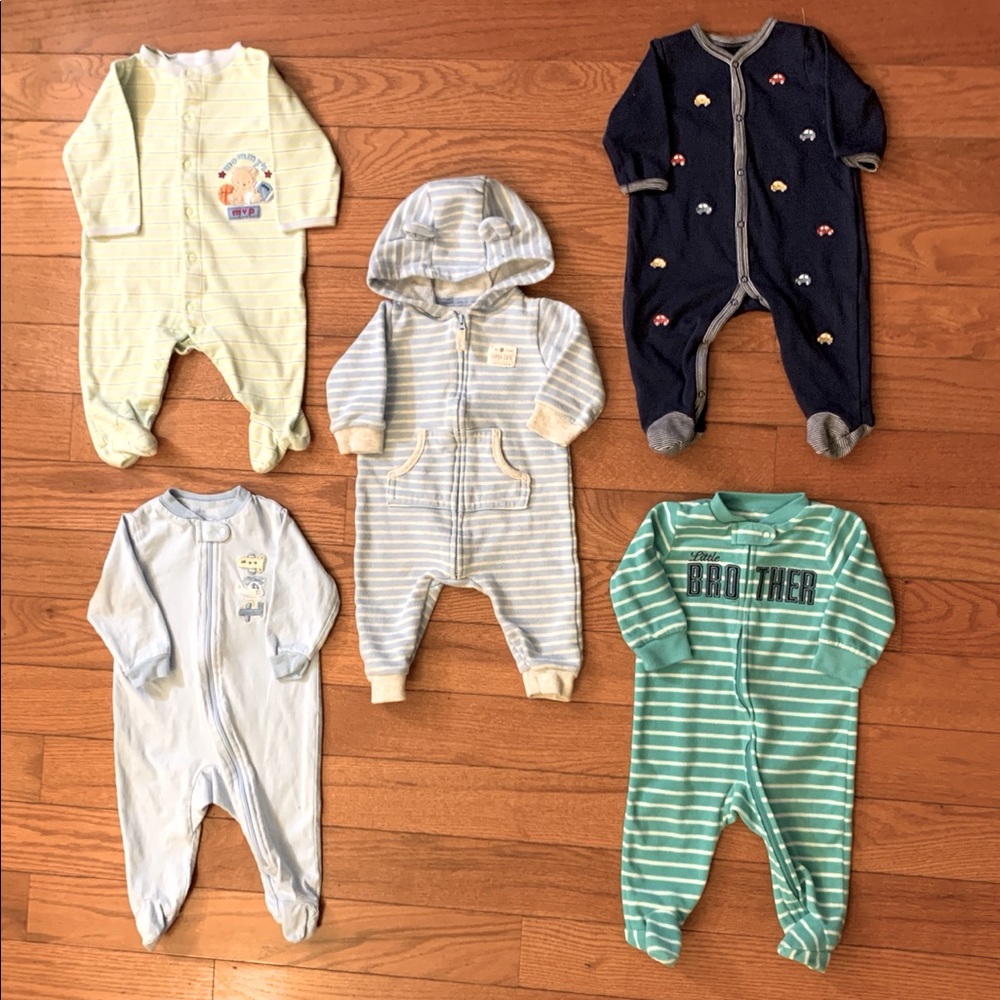 🧸💙 6 Month Baby Boy Footed One Piece Sleeper PJ Bundle